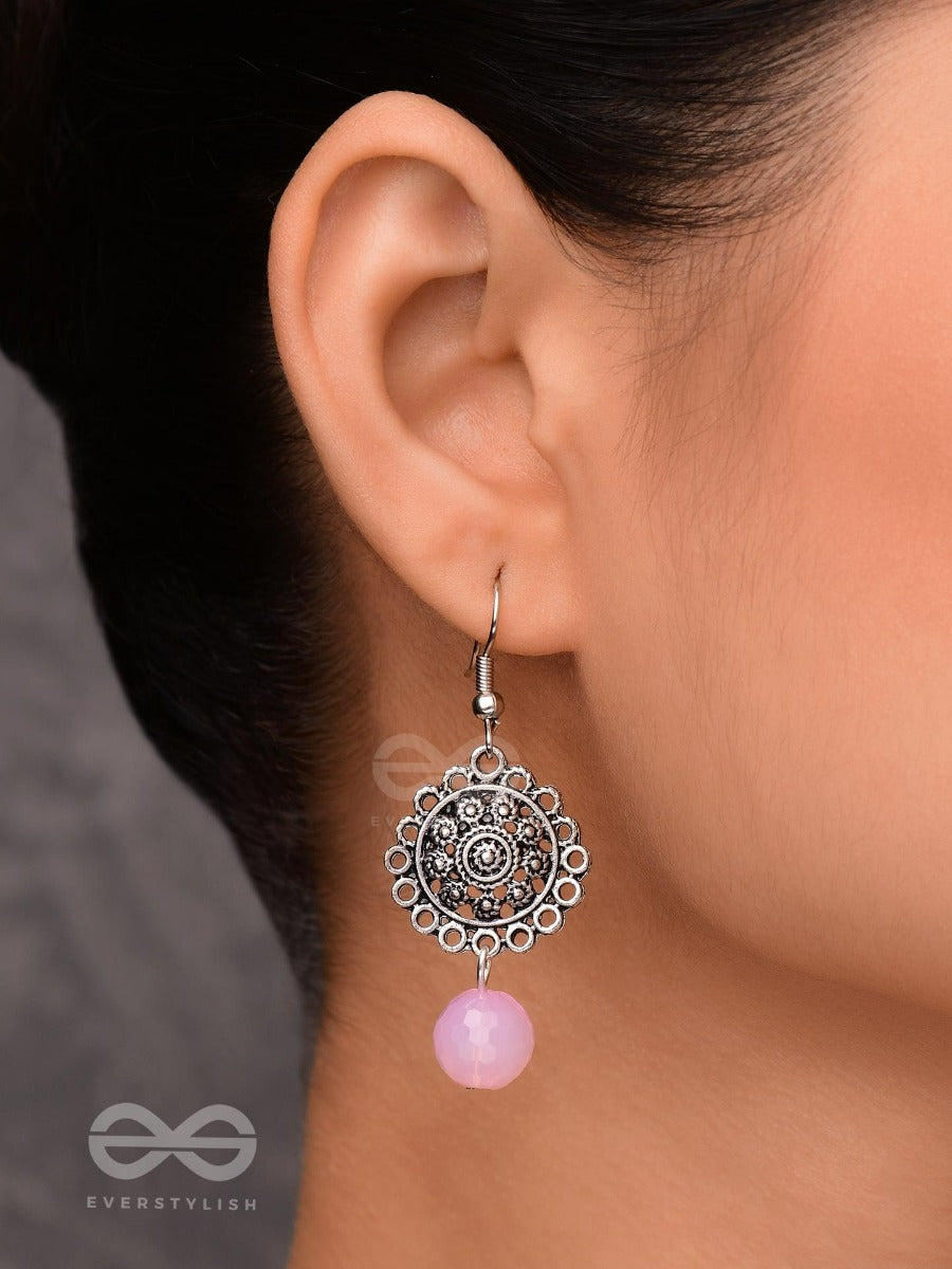 Blush Blossoms - Oxidised Jhumka Earrings