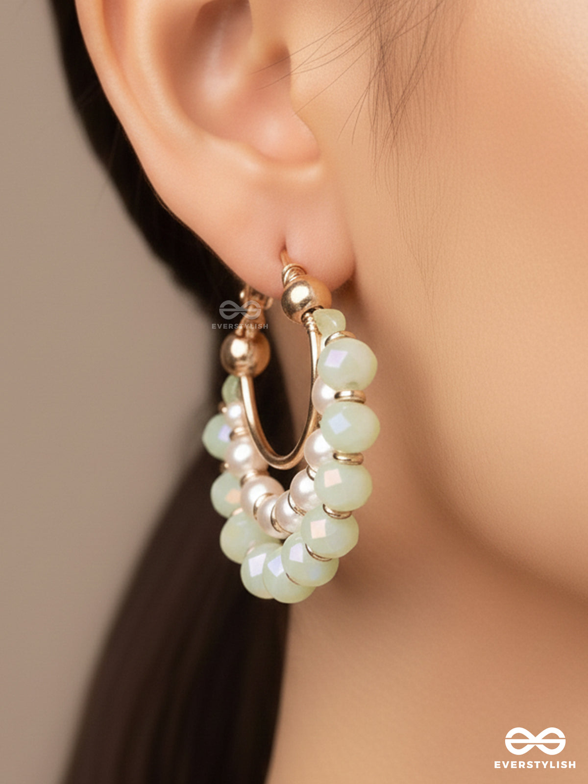 The Dreamy Drift - Golden Embellished Hoop Earrings