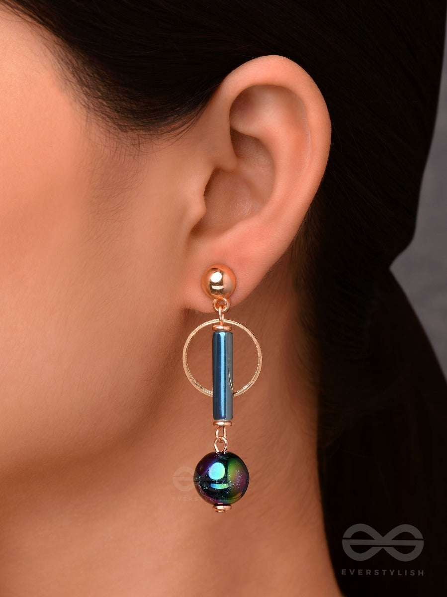 Galaxy Sparkles - Golden Embellished Earrings