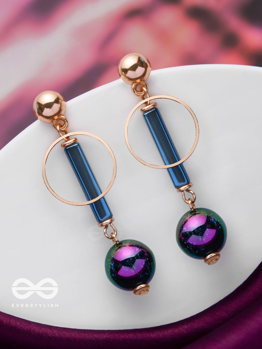 Galaxy Sparkles - Golden Embellished Earrings