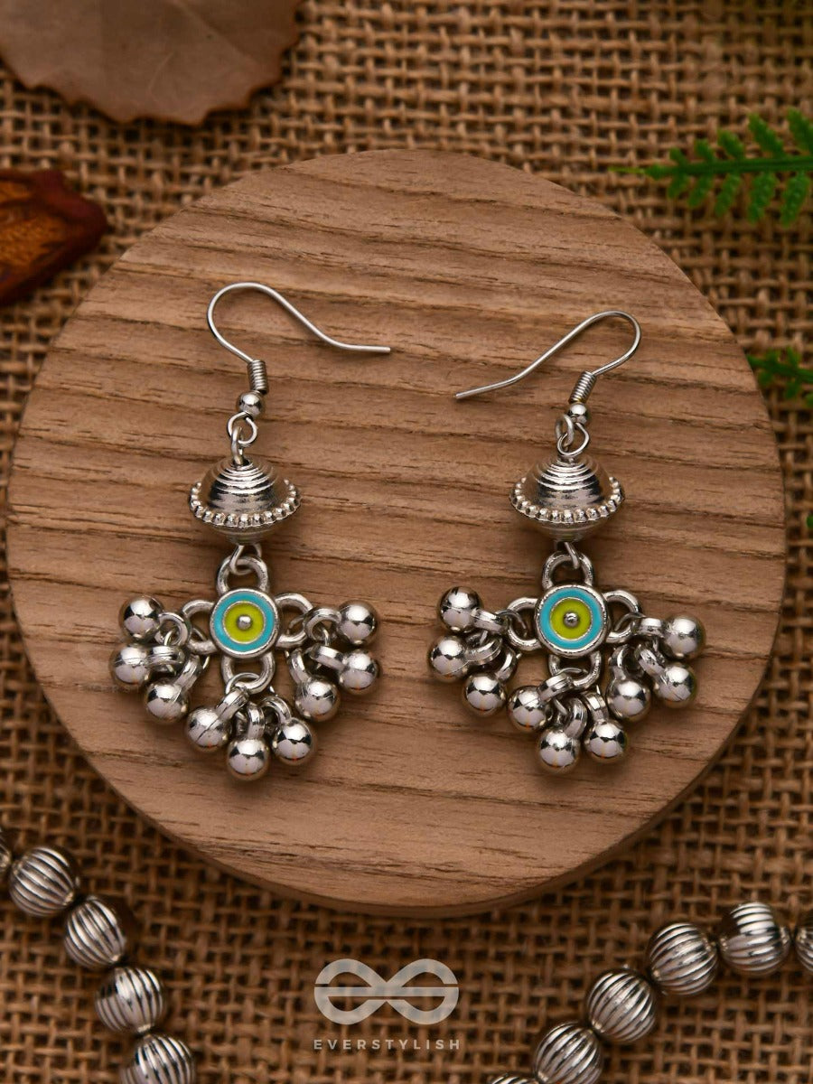 Beaded Horizon Charms - Embellished Oxidised Earrings