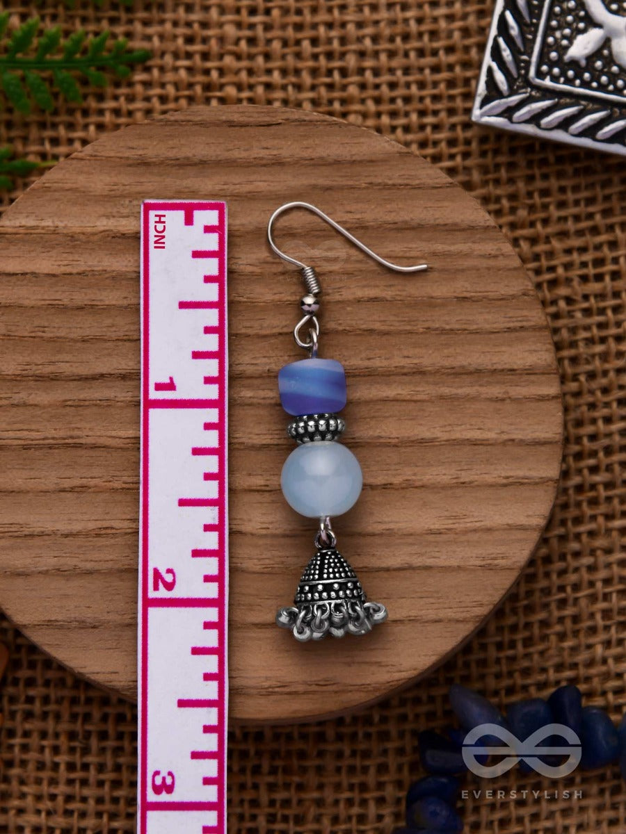 A Celestial Wave - Embellished Oxidised Jhumka Earrings