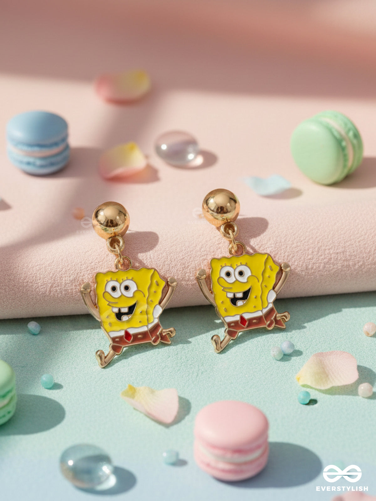 Spongebob Squaregems - Golden Embellished Earrings
