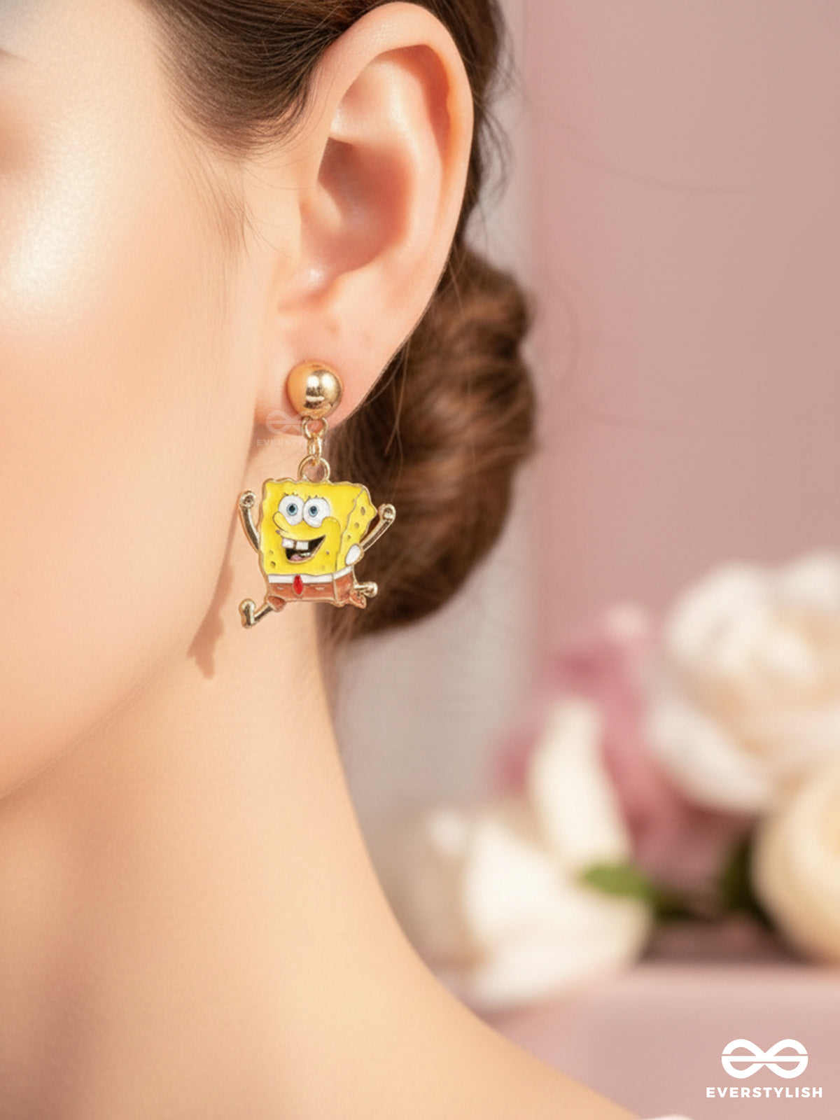 Spongebob Squaregems - Golden Embellished Earrings