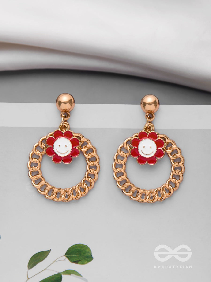 Playful Posy Delights - Golden Embellished Earrings