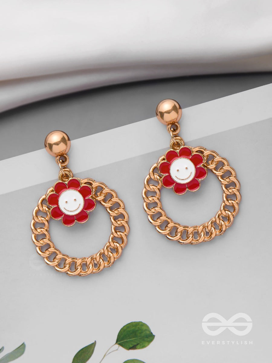 Playful Posy Delights - Golden Embellished Earrings