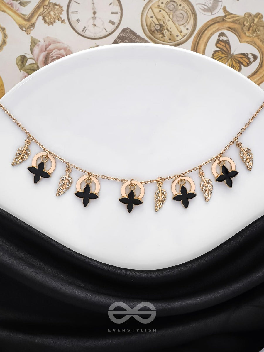 The Spring Shadows - Golden Embellished Enamelled Necklace With Anti-Tarnish Coating