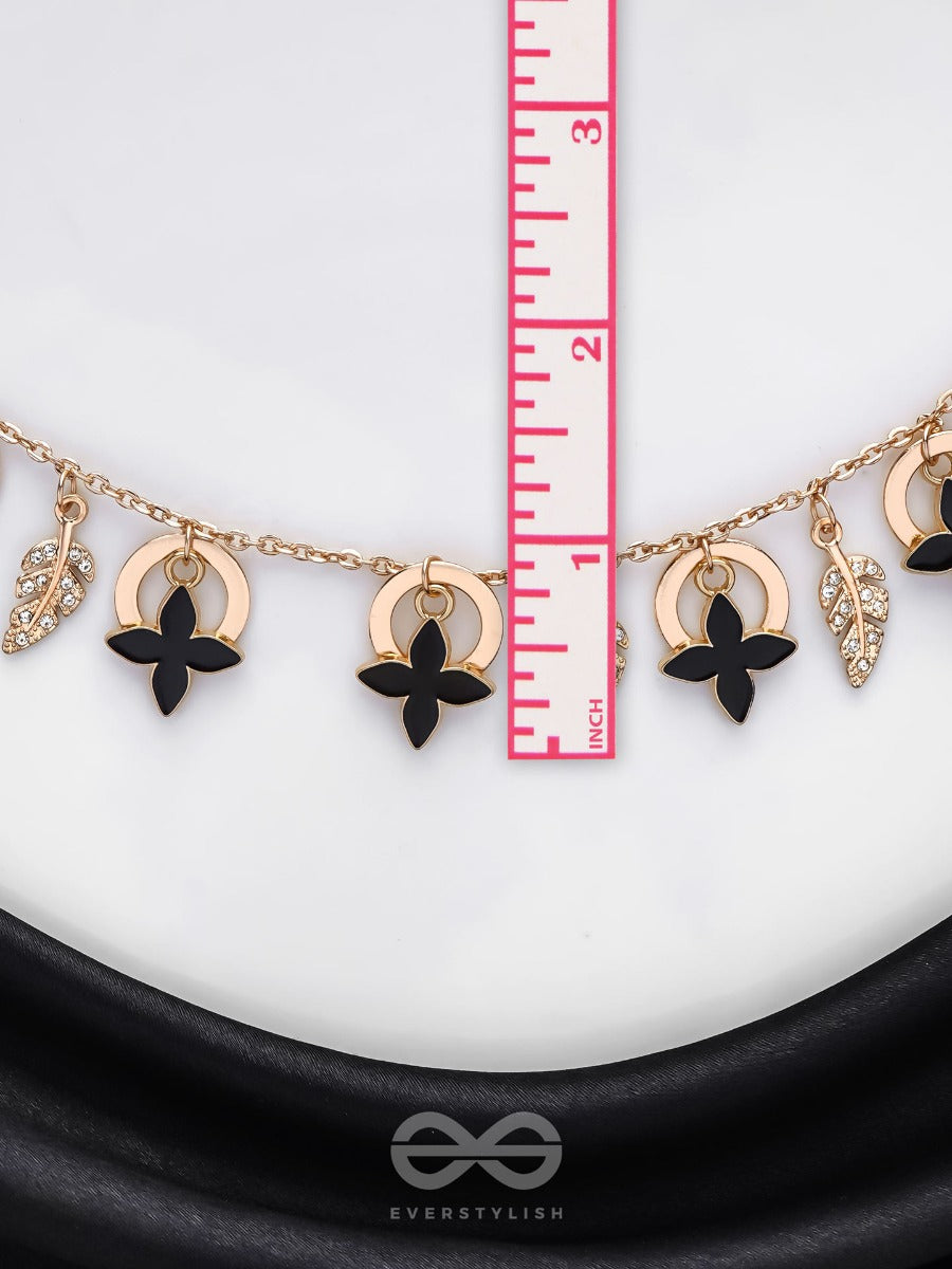 The Spring Shadows - Golden Embellished Enamelled Necklace With Anti-Tarnish Coating