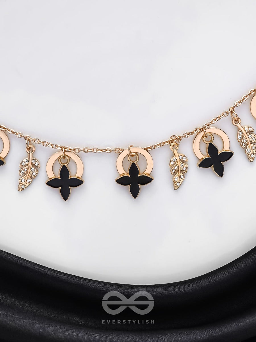 The Spring Shadows - Golden Embellished Enamelled Necklace With Anti-Tarnish Coating
