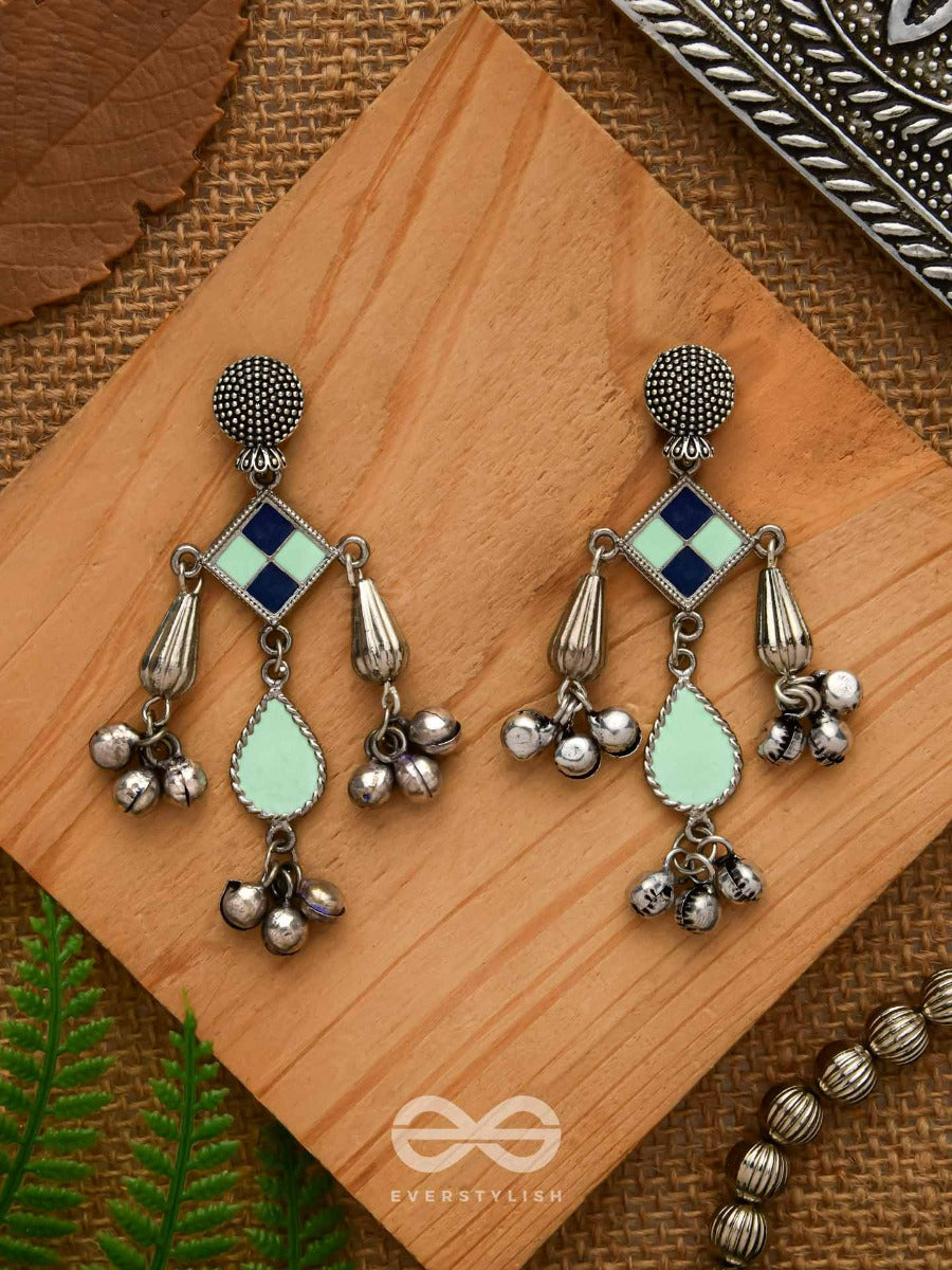 Minty Melodies - Enamelled Oxidised Earrings