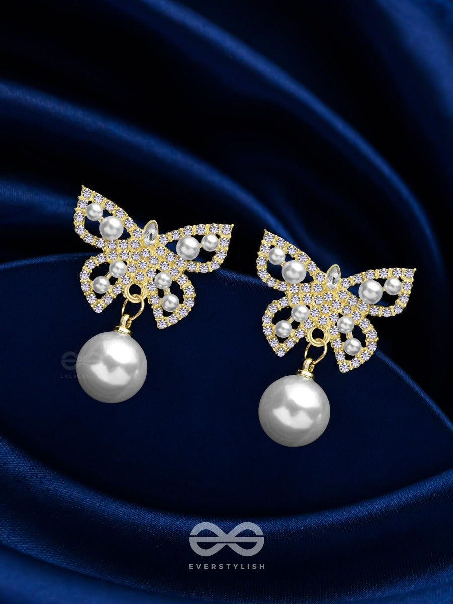Fly High Butterfly - Golden Embellished Earrings