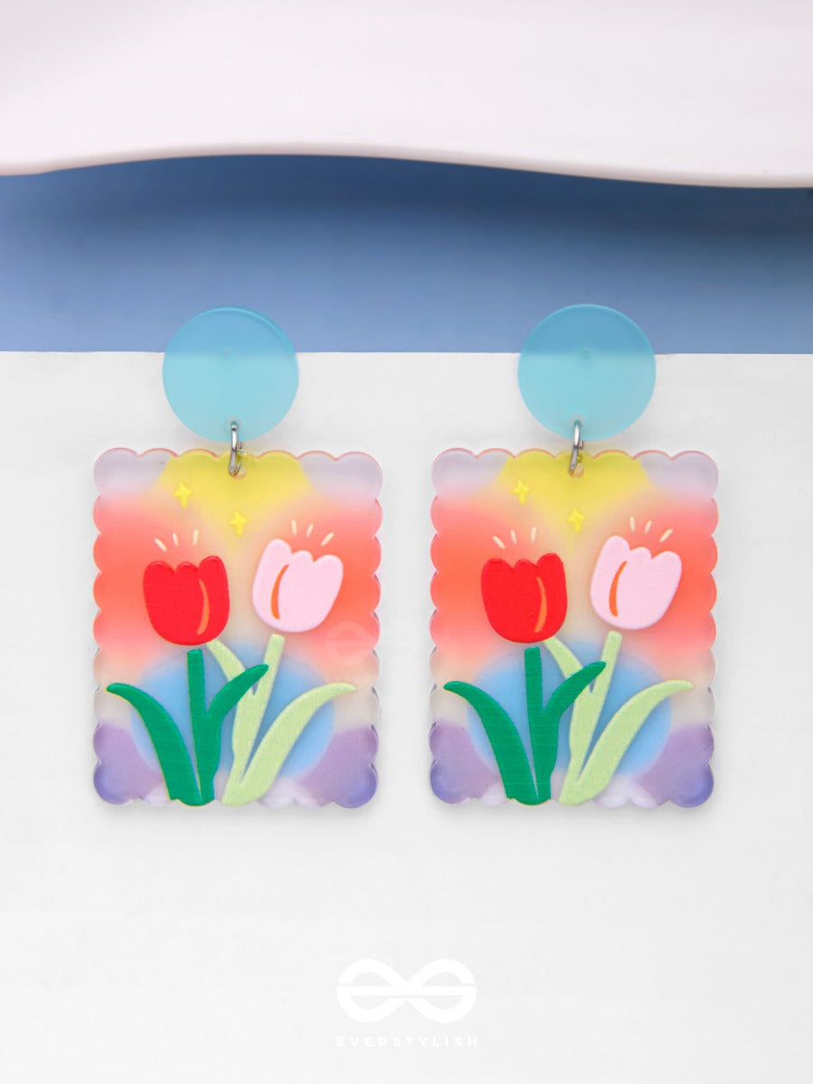 Tulip Love Affair - Multicolor Acrylic Earrings