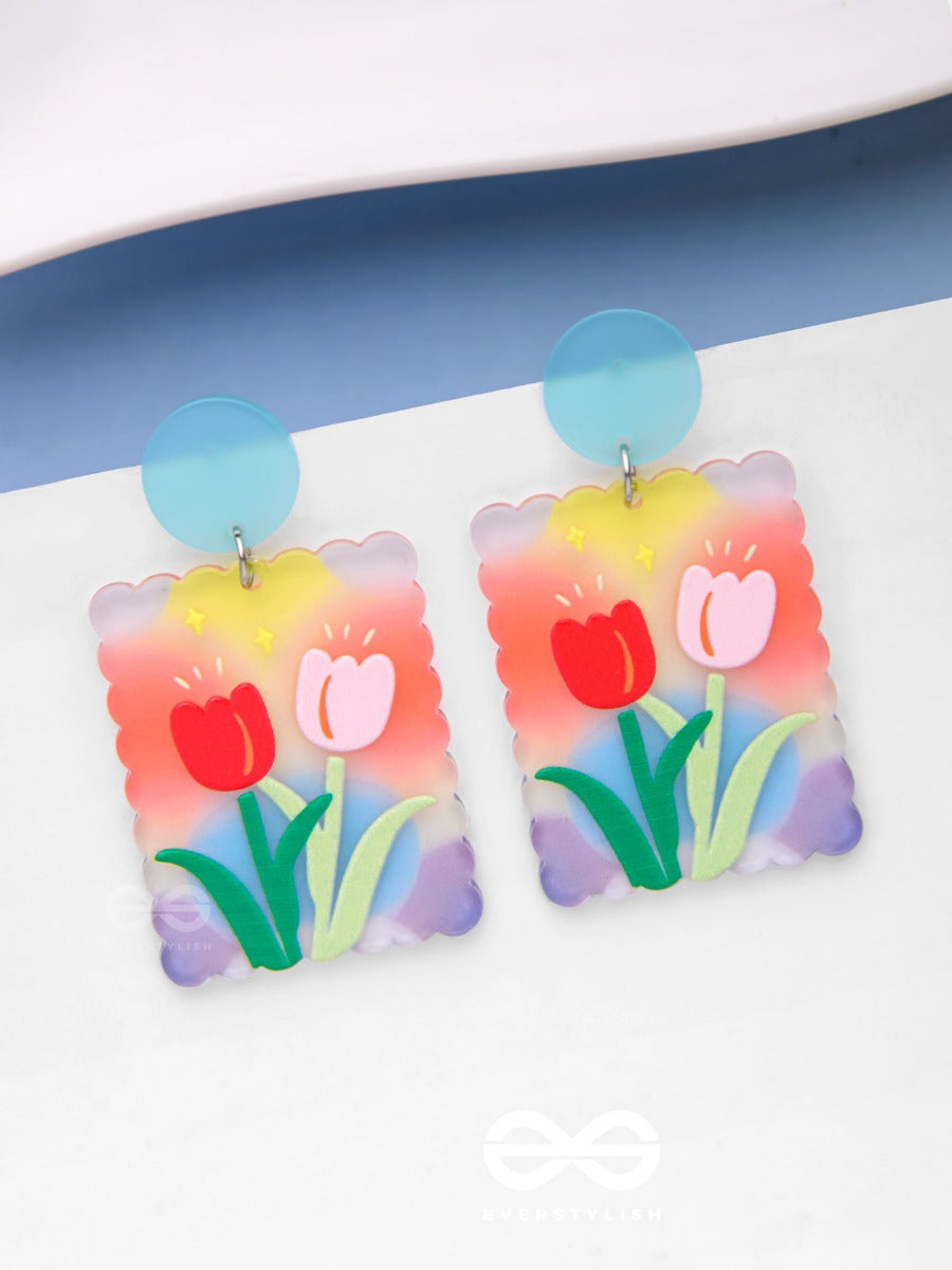 Tulip Love Affair - Multicolor Acrylic Earrings