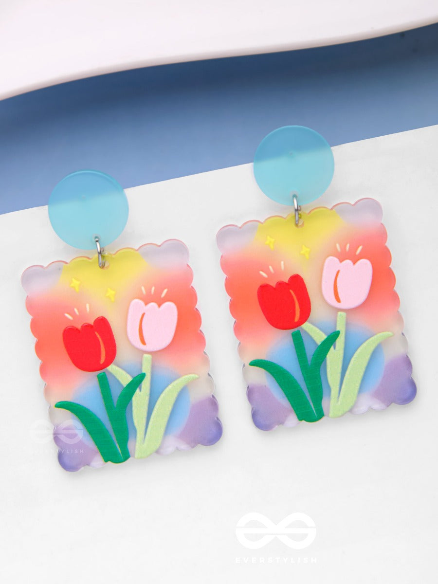 Tulip Love Affair - Multicolor Acrylic Earrings