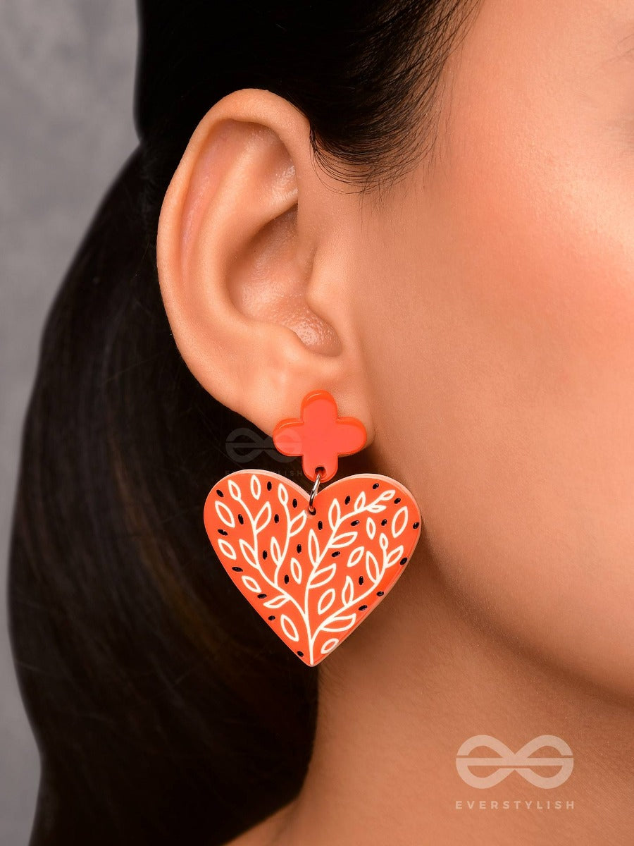 The Lucky Love - Orange Acrylic Earrings