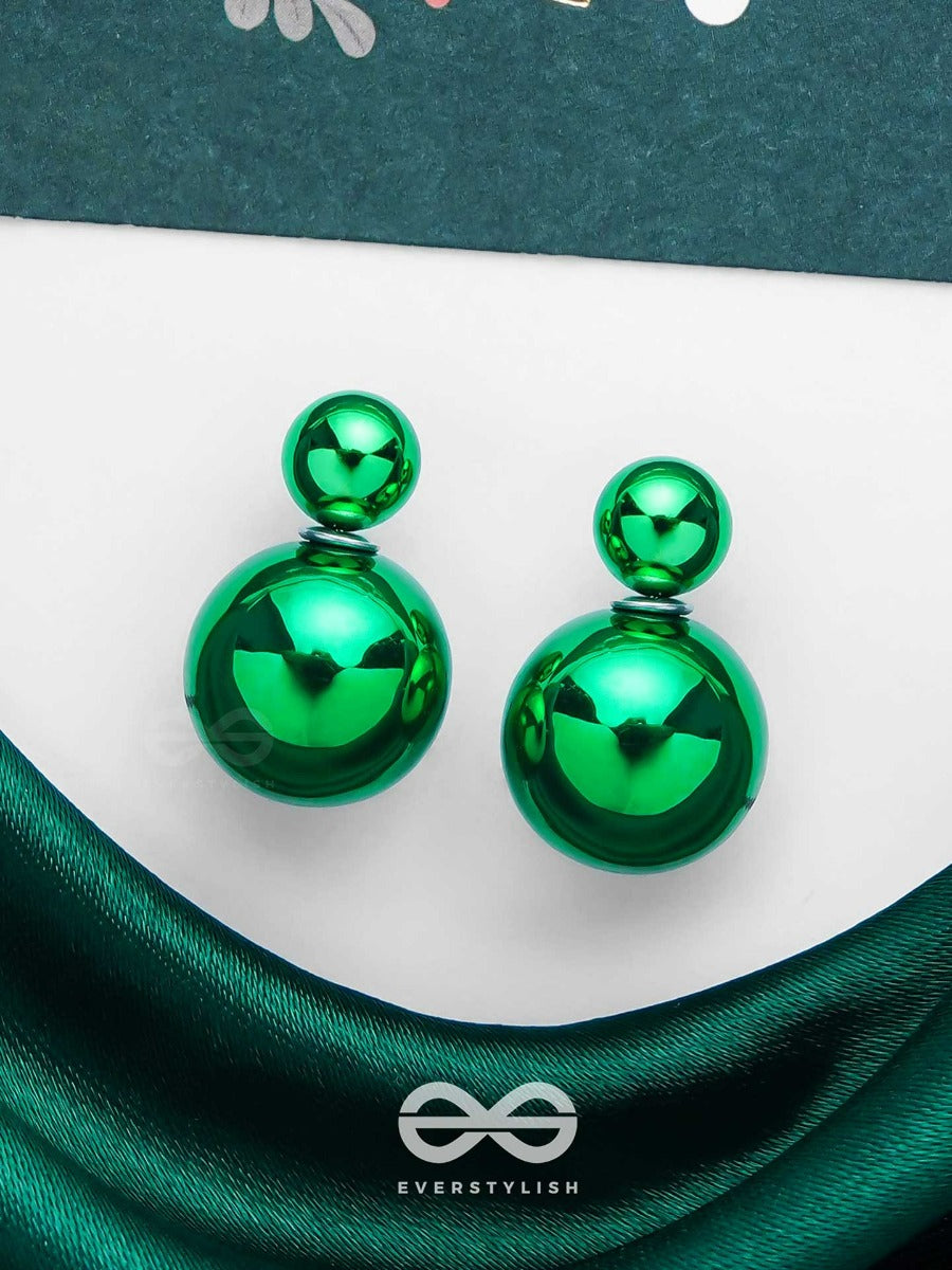 Giggles & Glitters - Green Pearls Stud Earrings