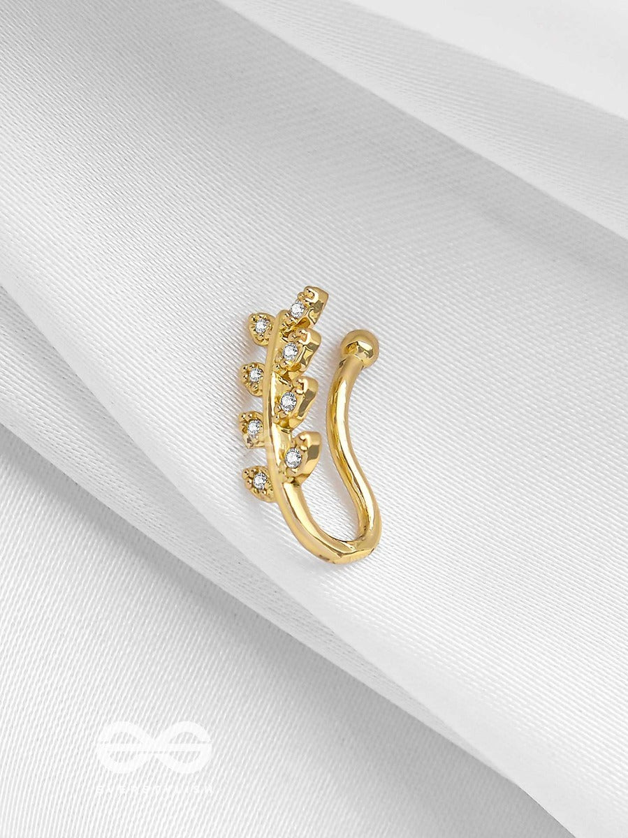 Leaf Out Beauty - Golden CZ Nosering (Non-Piercing)