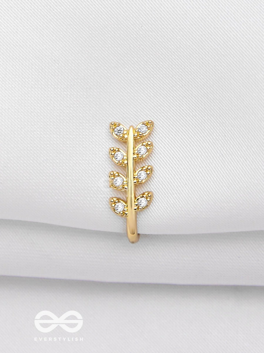 Leaf Out Beauty - Golden CZ Nosering (Non-Piercing)