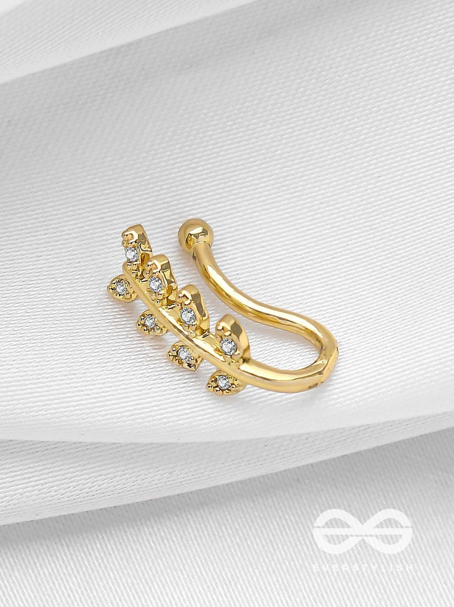 Leaf Out Beauty - Golden CZ Nosering (Non-Piercing)