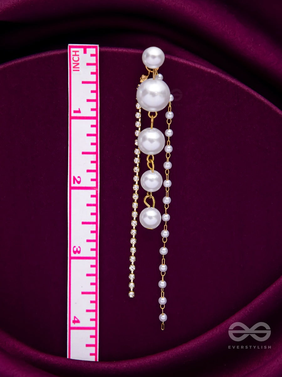 The Dewdropped Elegance - Golden Pearl Ear Jackets