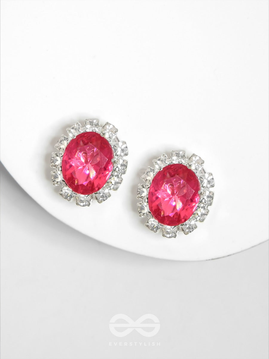 Shimmer And Shine - Silver And Pink Embellished Stud Earrings