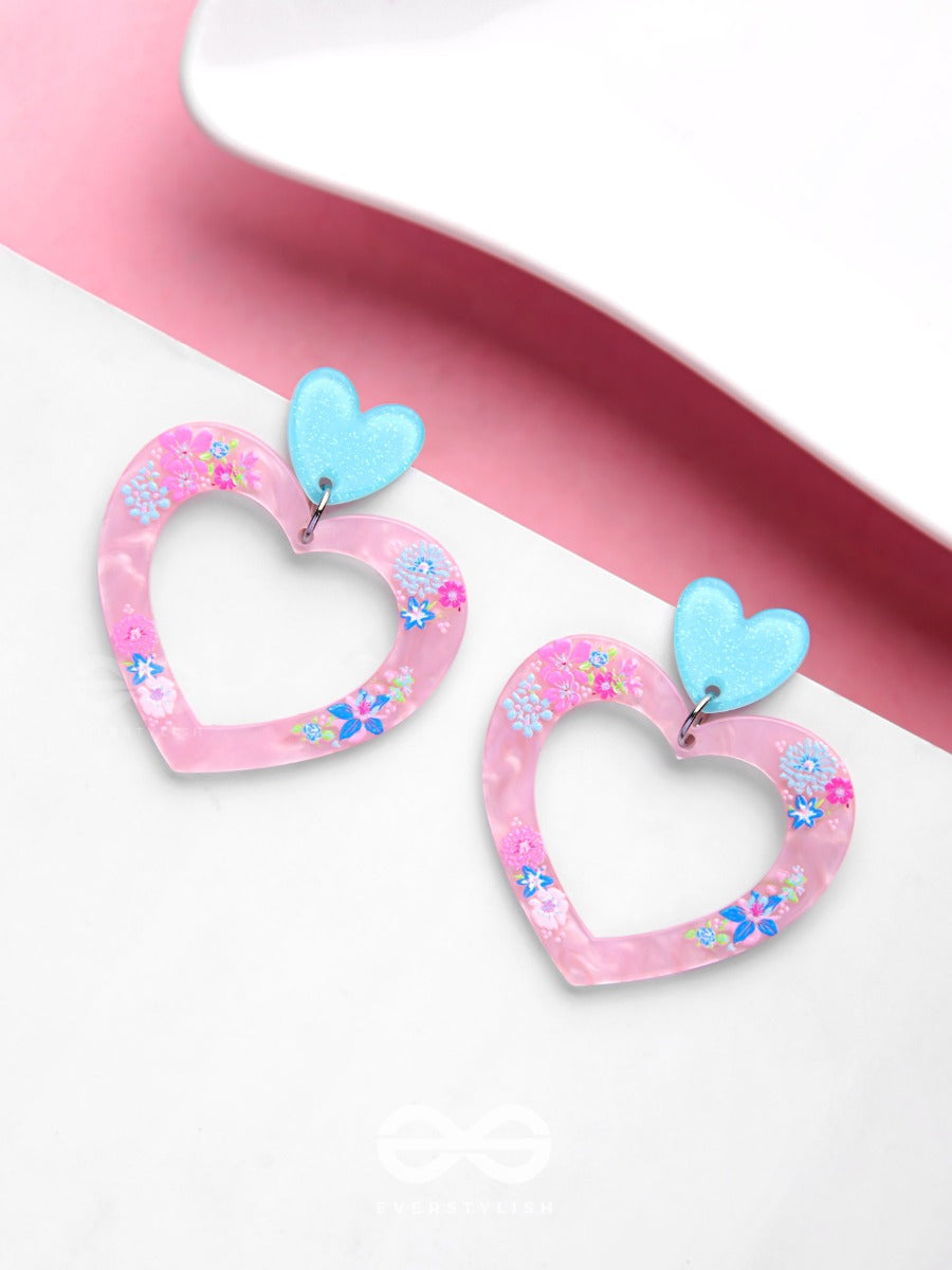 Fallin' In Love - Pink And Blue Acrylic Earrings