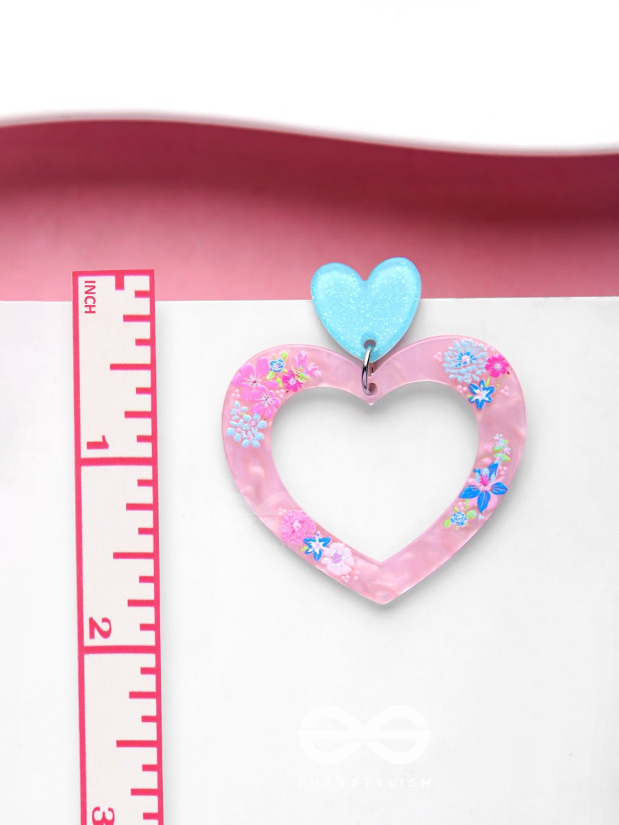Fallin' In Love - Pink And Blue Acrylic Earrings