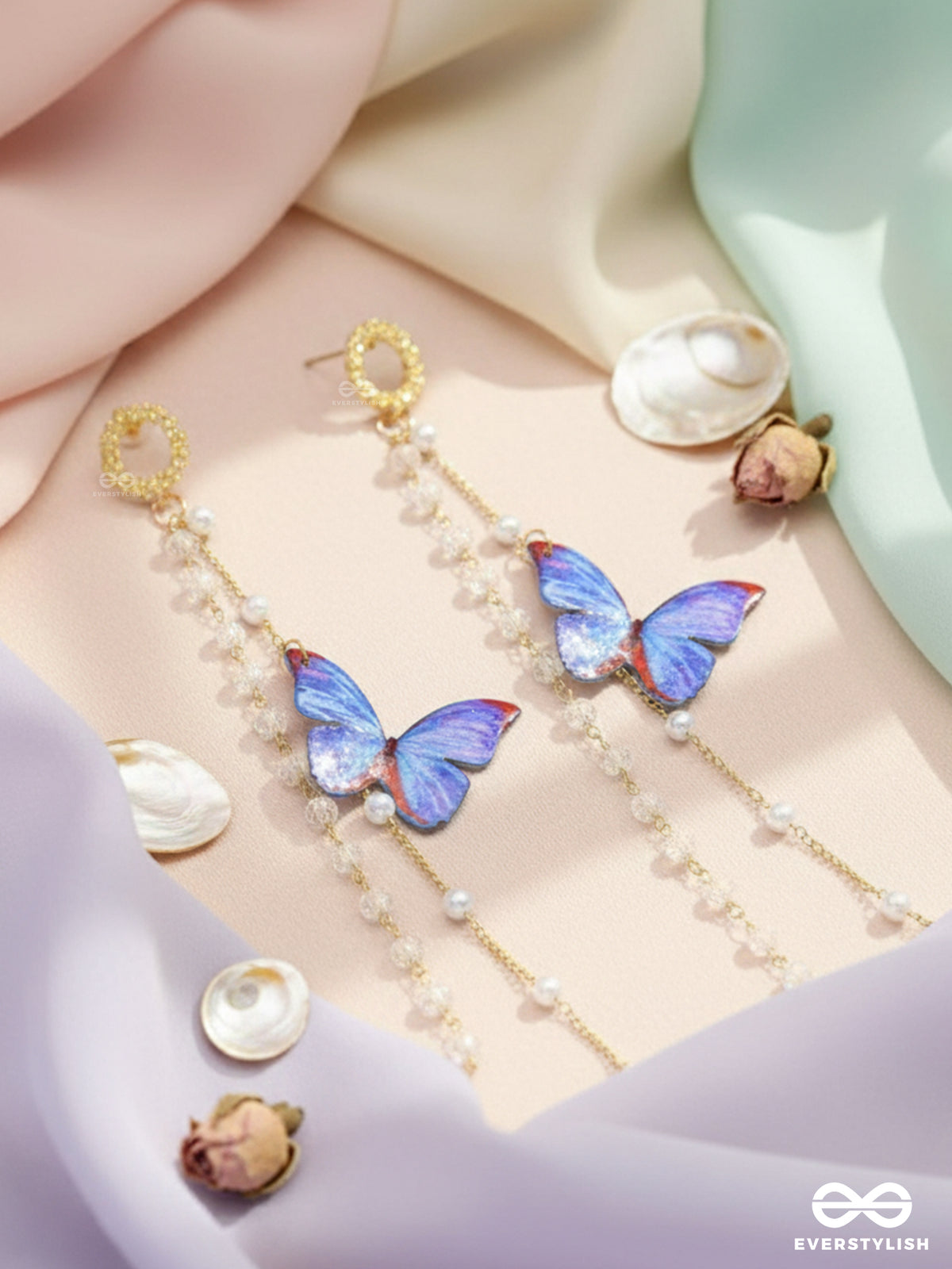 A Butterfly's Tale - Golden Embellished Earrings