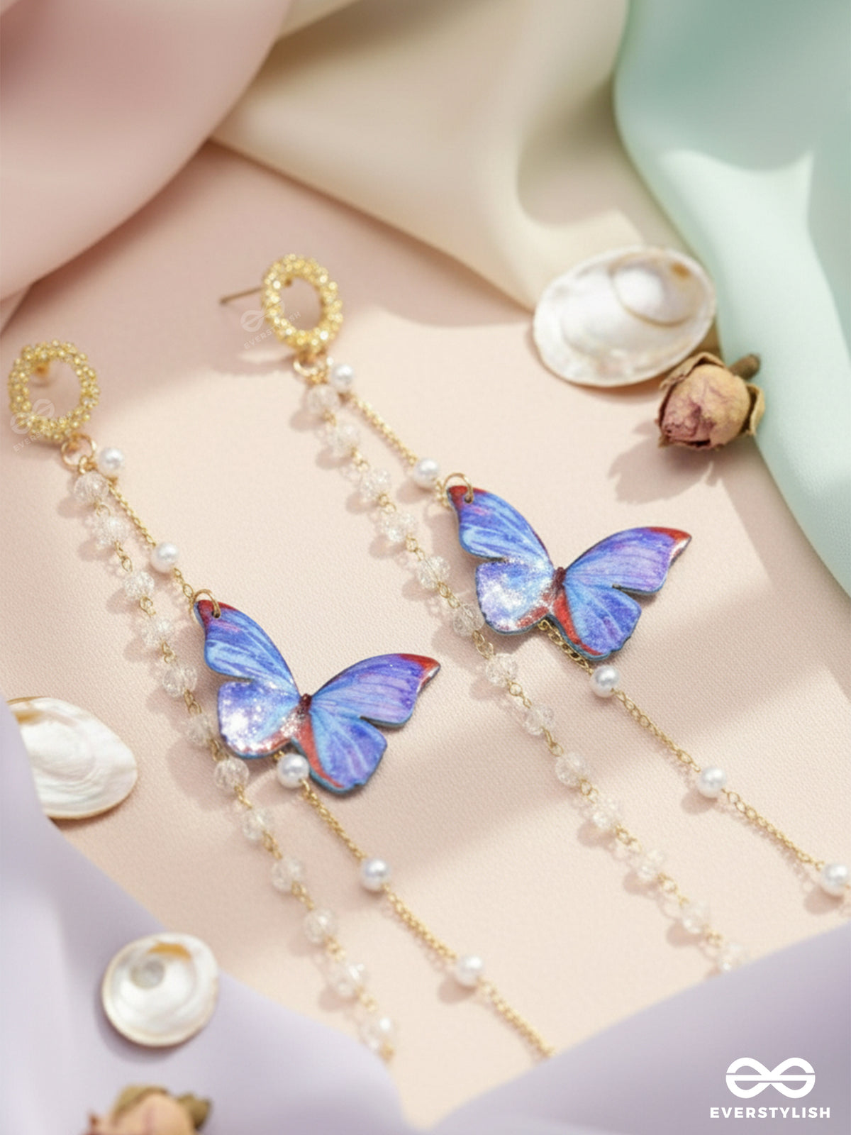 A Butterfly's Tale - Golden Embellished Earrings