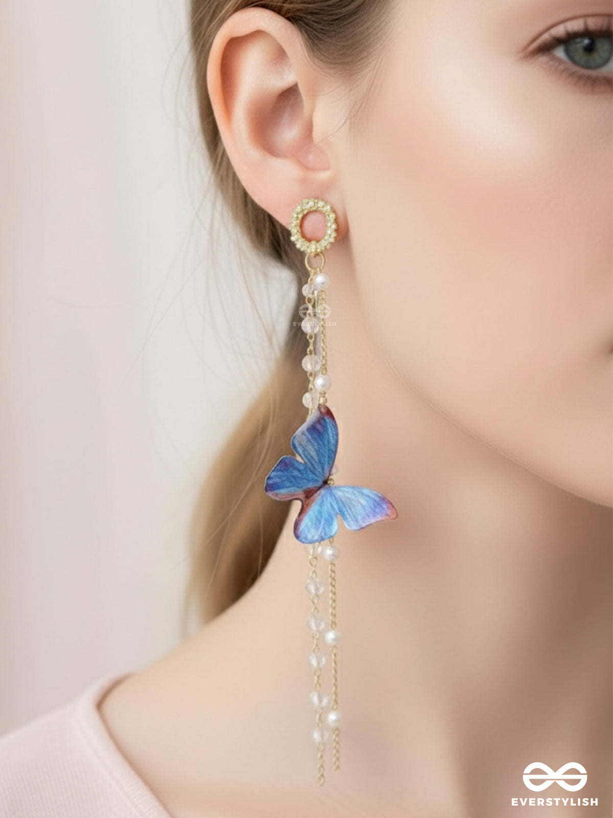 A Butterfly's Tale - Golden Embellished Earrings