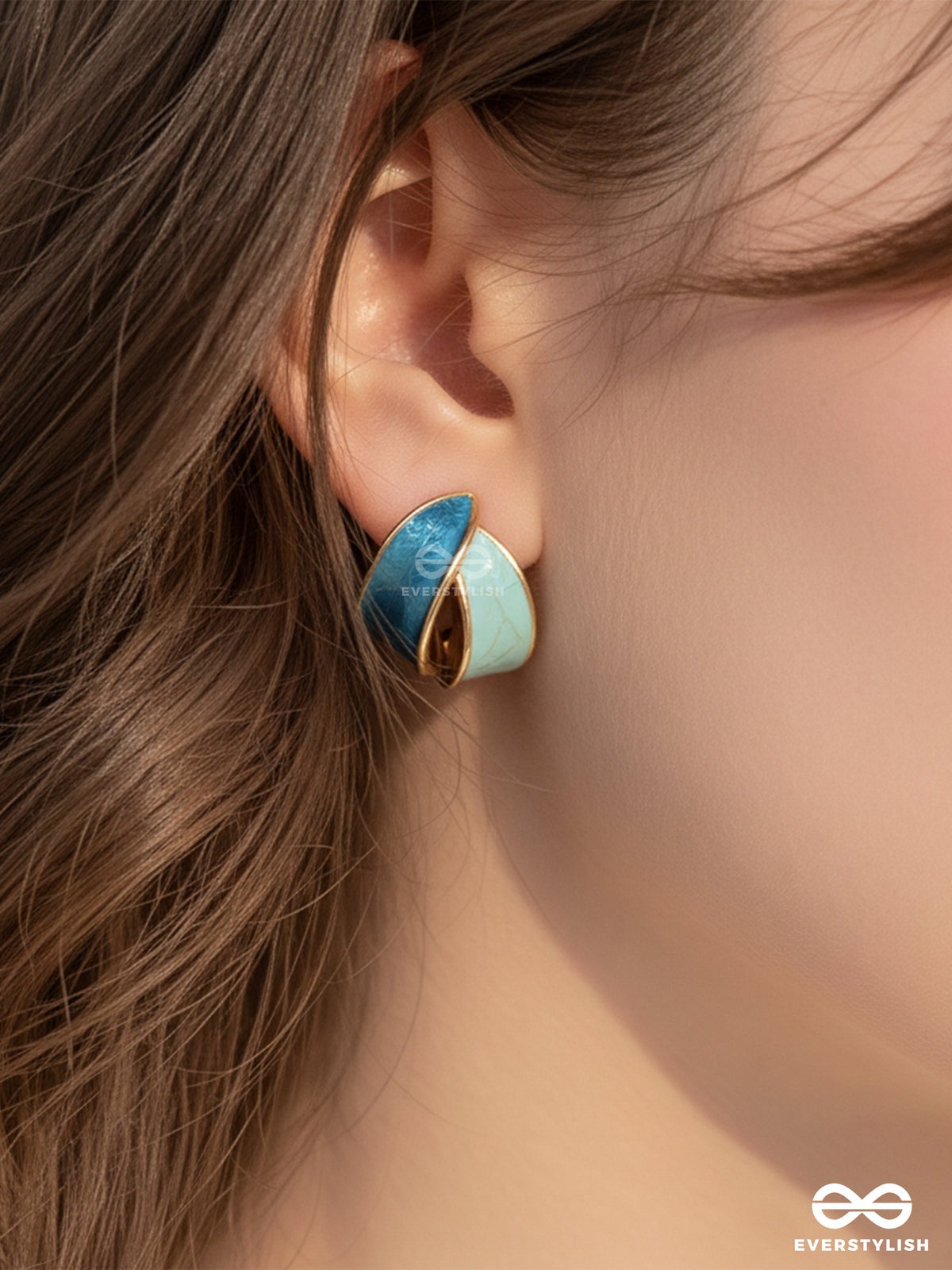 The Blue Baubles - Golden Enamelled Stud Earrings