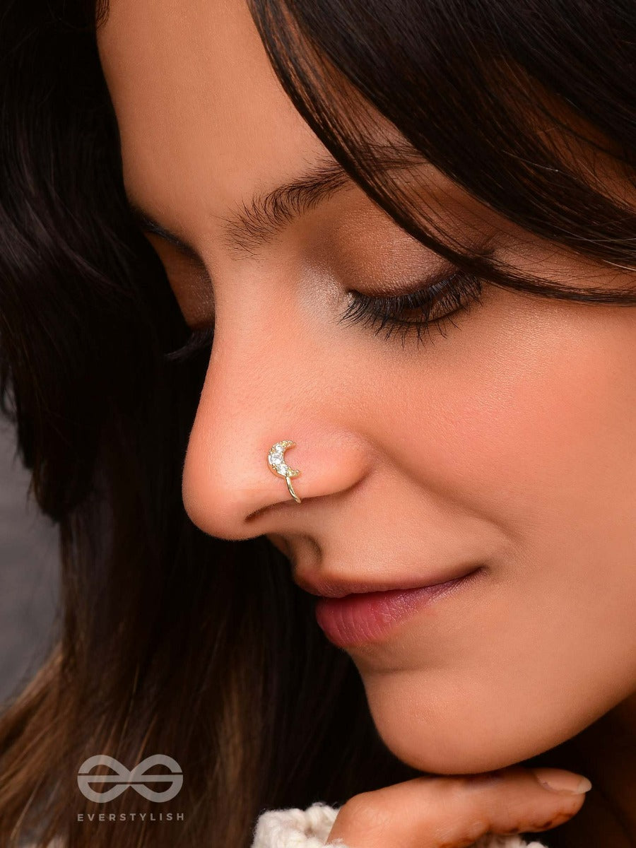 Cresent Moonlight - Golden CZ Nosering (Non-Piercing)