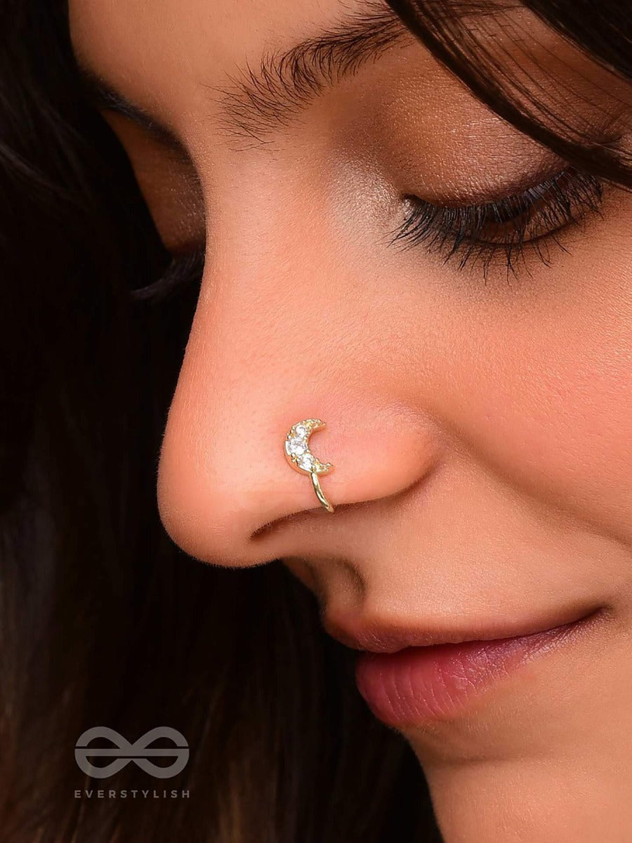 Cresent Moonlight - Golden CZ Nosering (Non-Piercing)