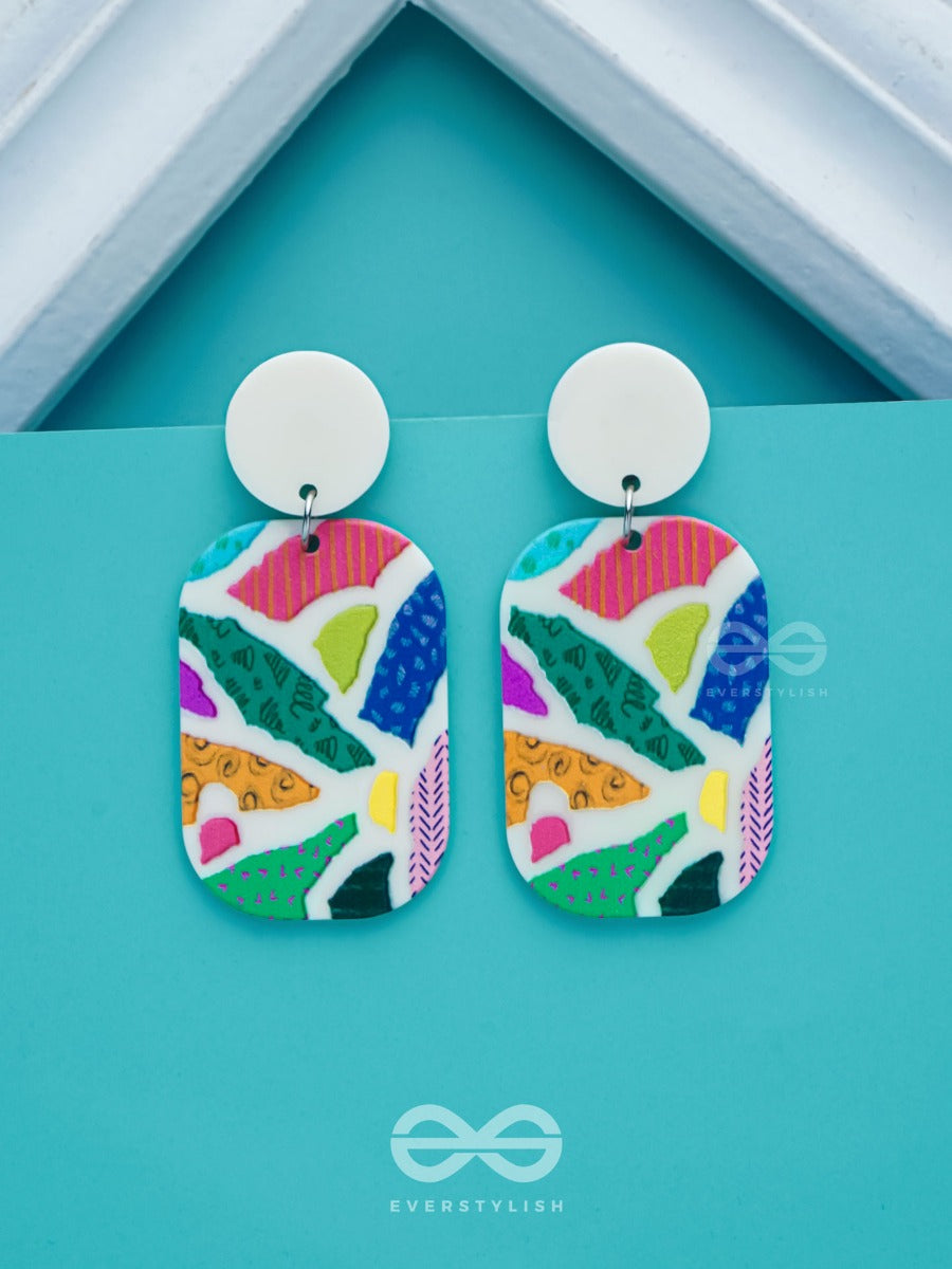 Maze Of Marvels - Multicolor Acrylic Earrings