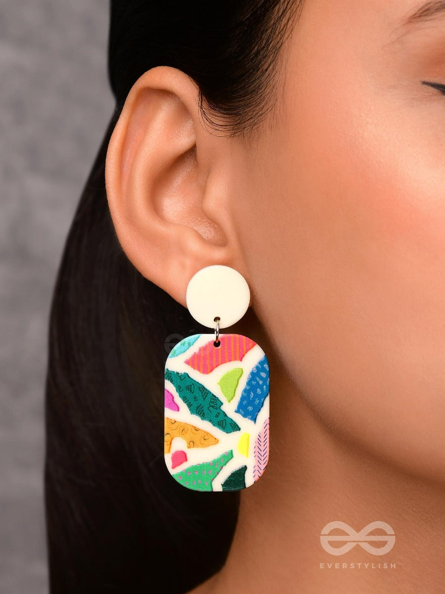 Maze Of Marvels - Multicolor Acrylic Earrings