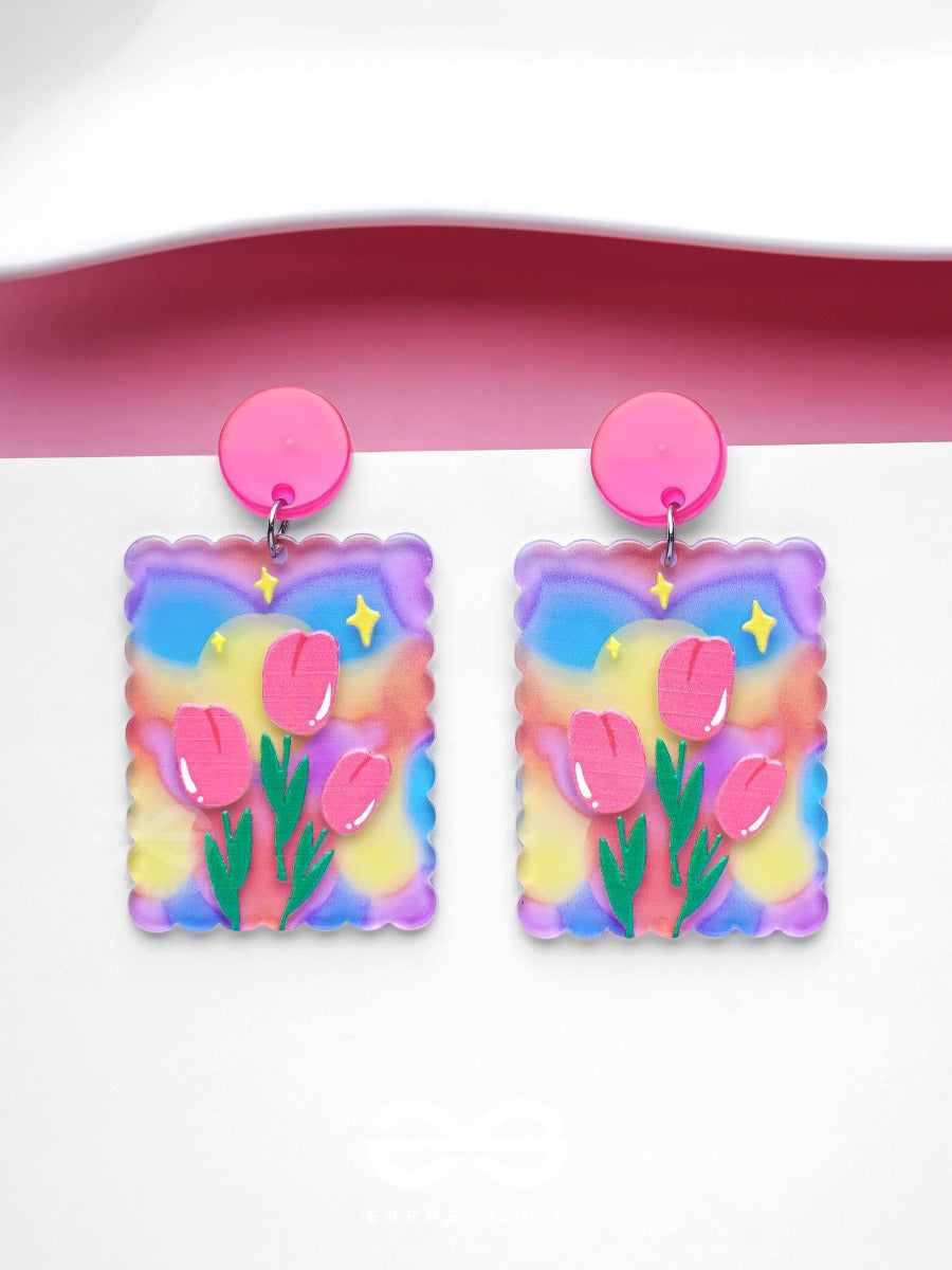 The Tulip Heaven - Multicolor Acrylic Earrings