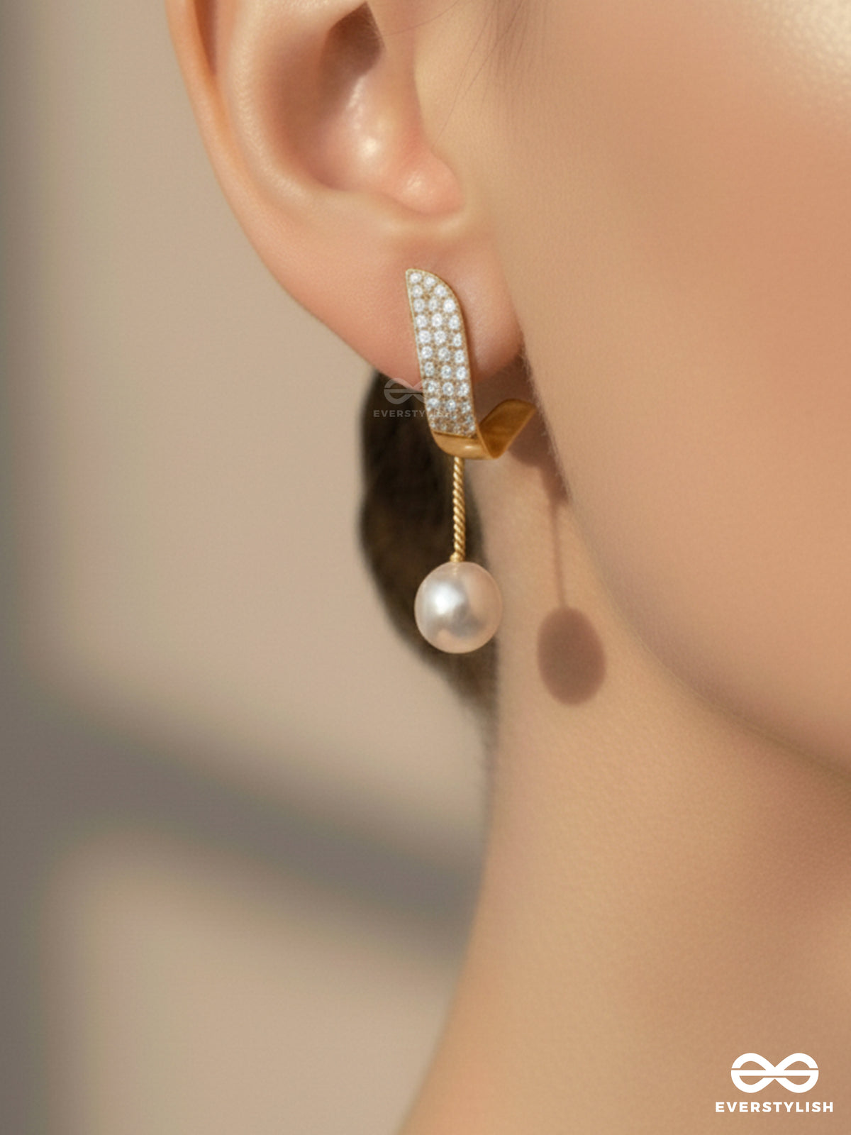 The Melodic Twist - Golden Embellished Ear Jackets