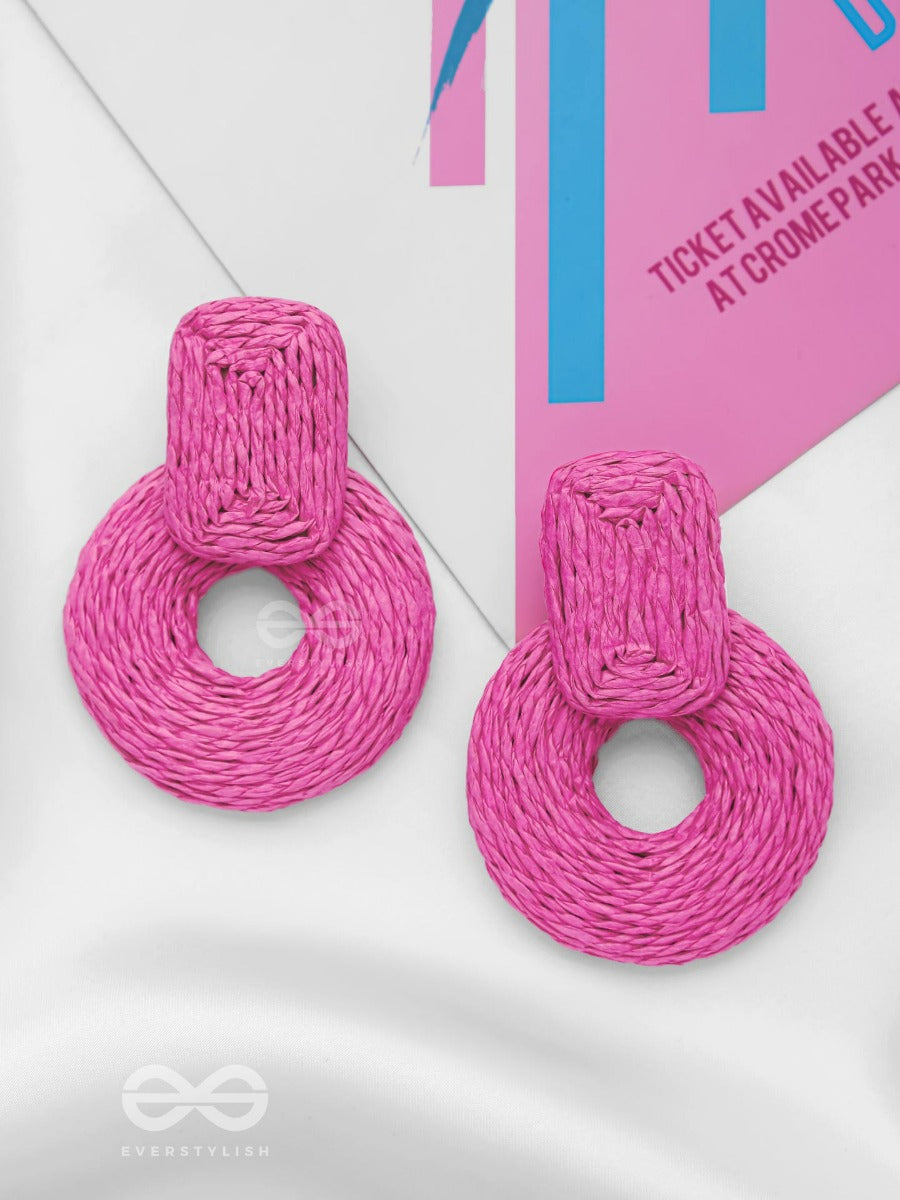 Soulful Symphony - Statement Woven Earrings (Magenta)