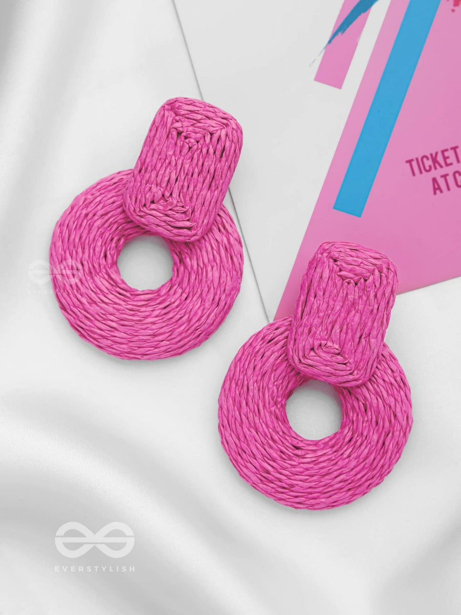 Soulful Symphony - Statement Woven Earrings (Magenta)