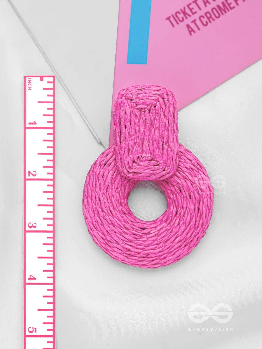 Soulful Symphony - Statement Woven Earrings (Magenta)