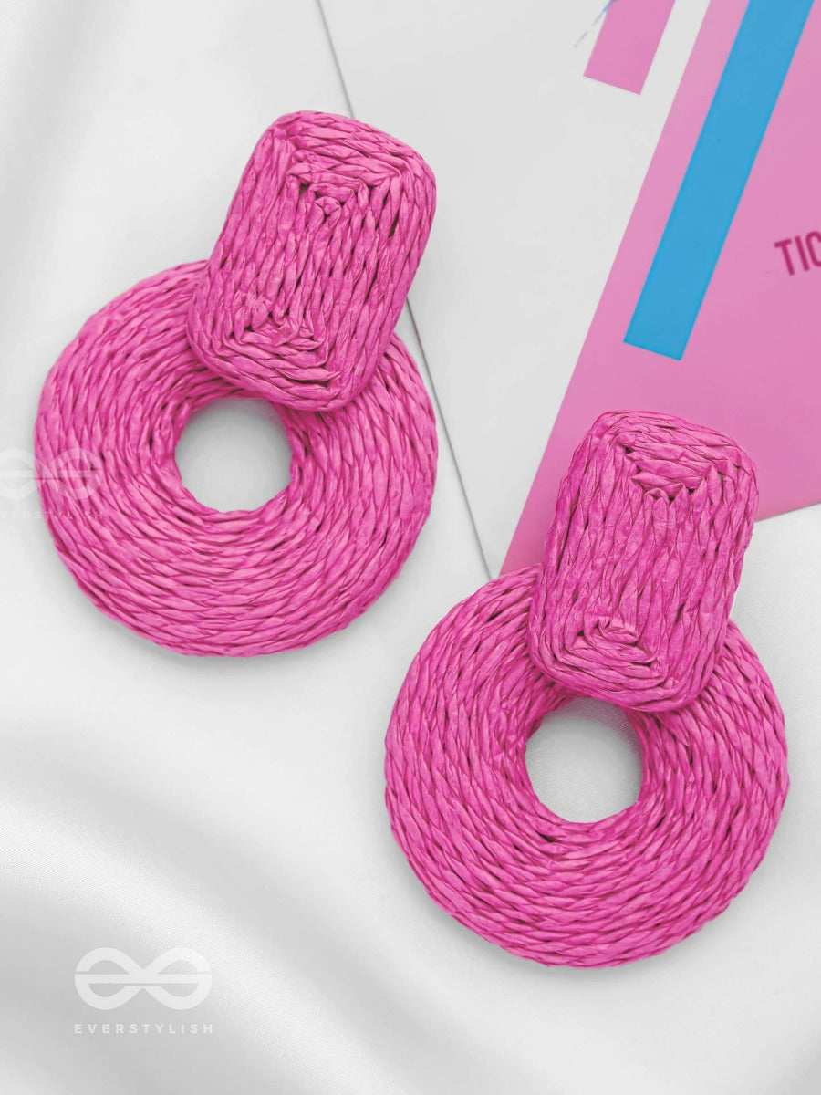 Soulful Symphony - Statement Woven Earrings (Magenta)