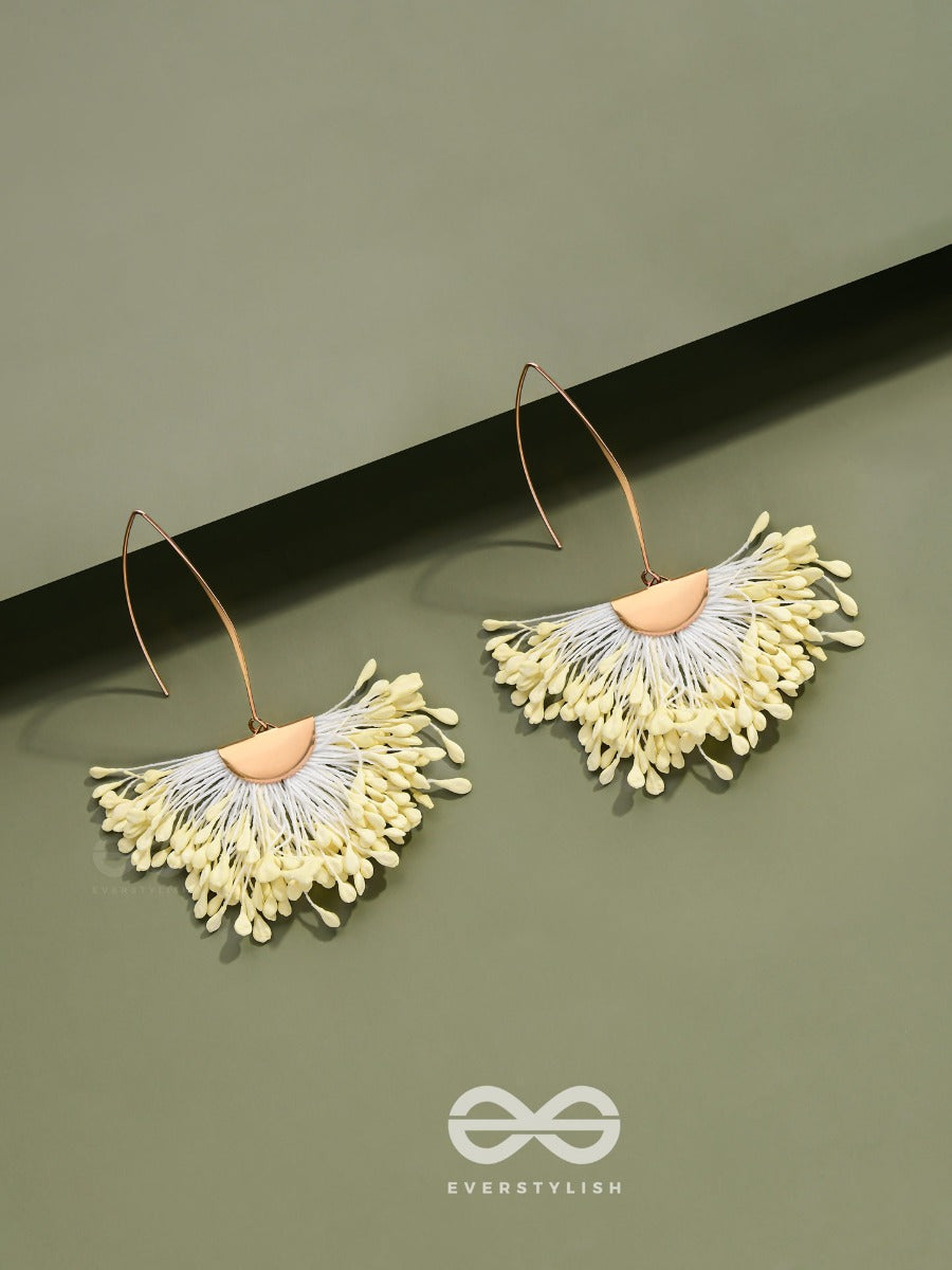 Free Spirit Symphony - Golden Embellished Earrings (White)