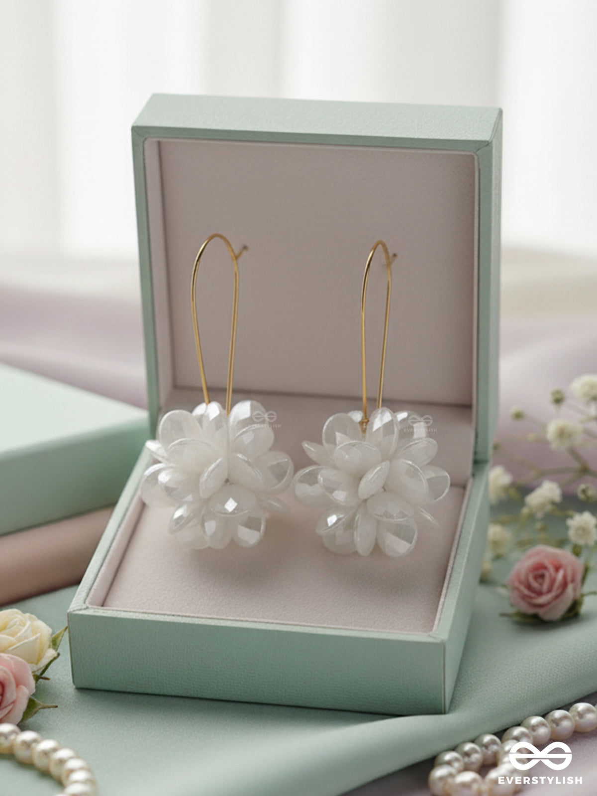 A Winter Rose - Golden Floral Earrings