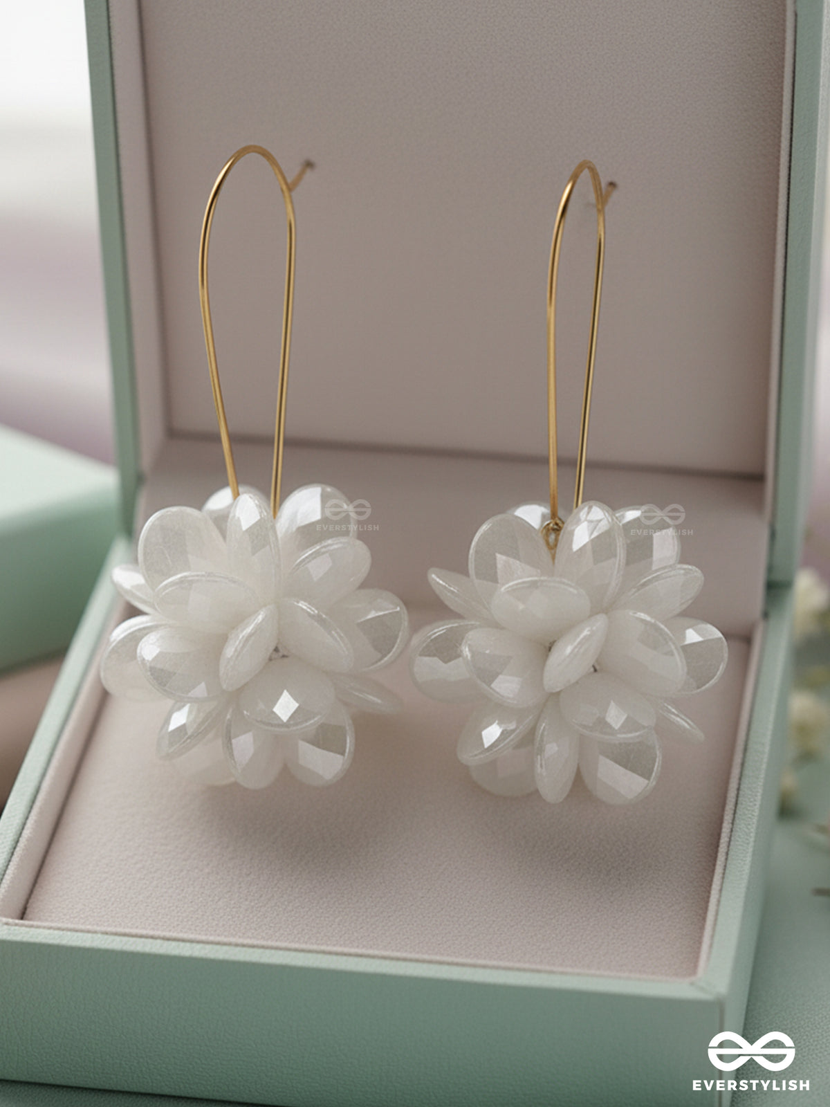 A Winter Rose - Golden Floral Earrings