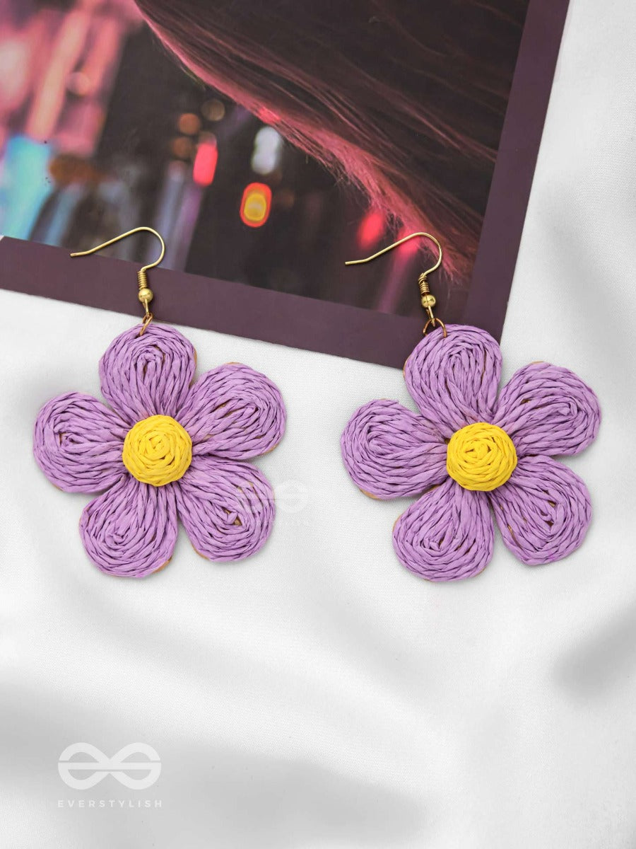The Flower Power - Statement Woven Earrings (Lavender)