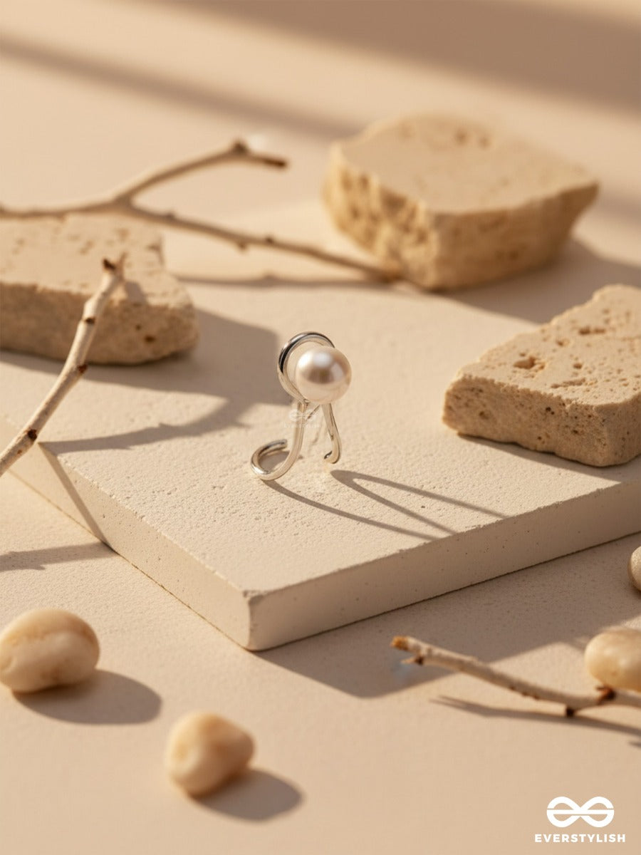 A Pearl Please - Silver Embellished Earcuff