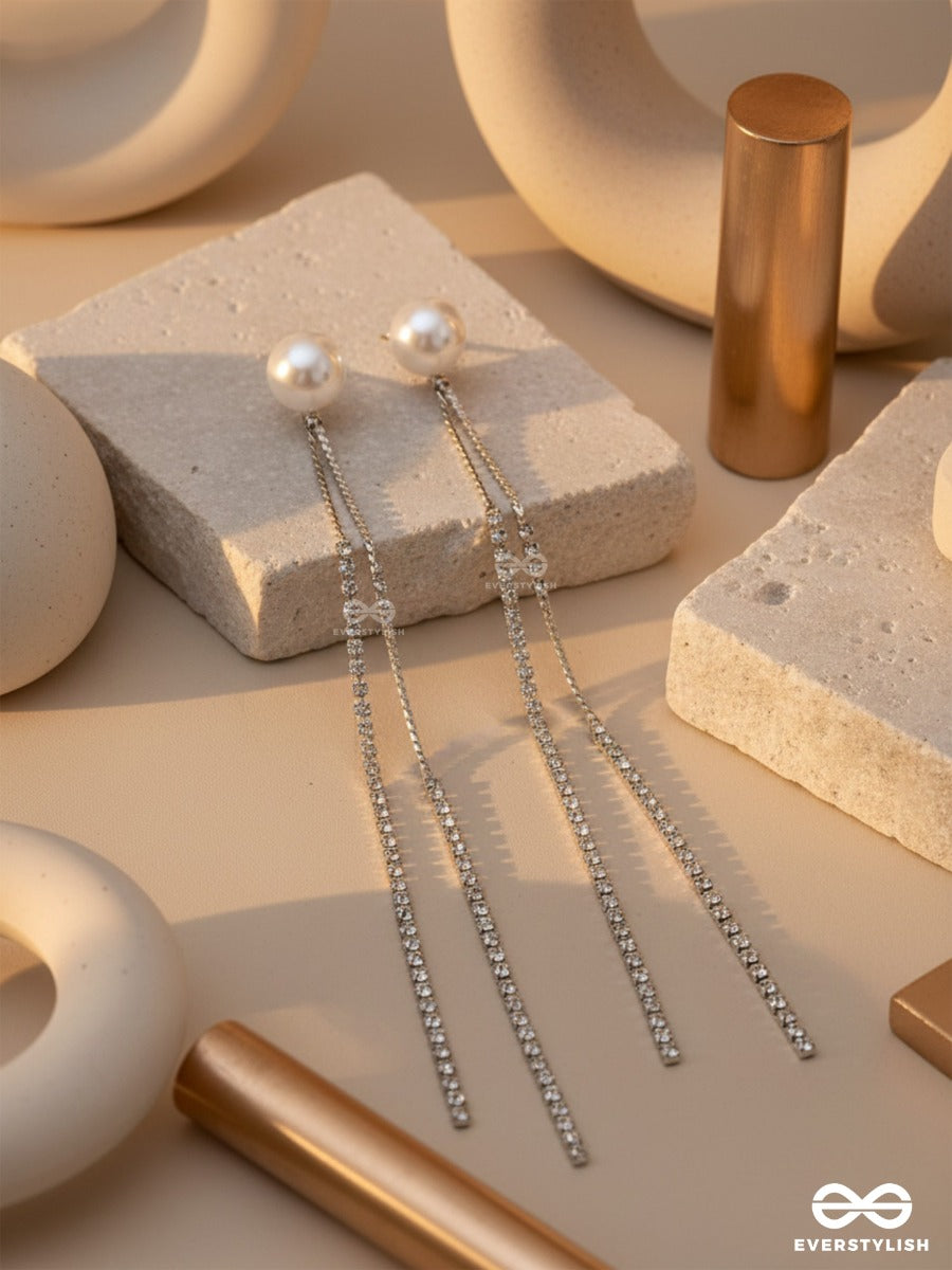 A Moonlit Pearl - Silver Embellished Ear Jackets