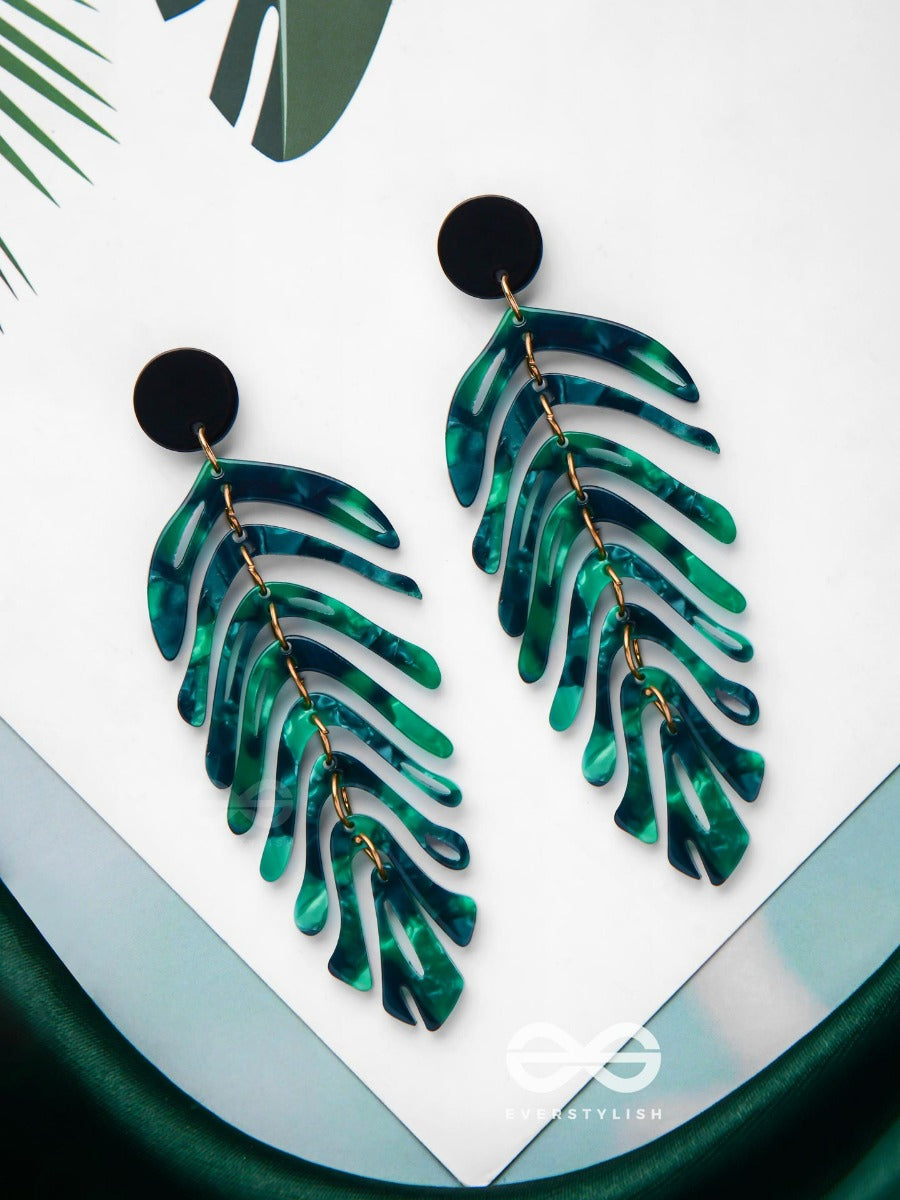 The Tropical Leaflets - Green Acrylic Earrings