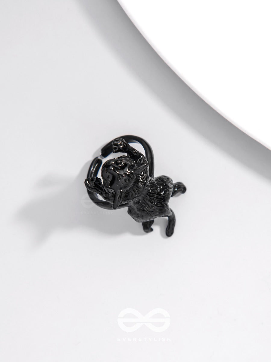 A Majestic Prowl - Statement Black Ring (Adjustable)