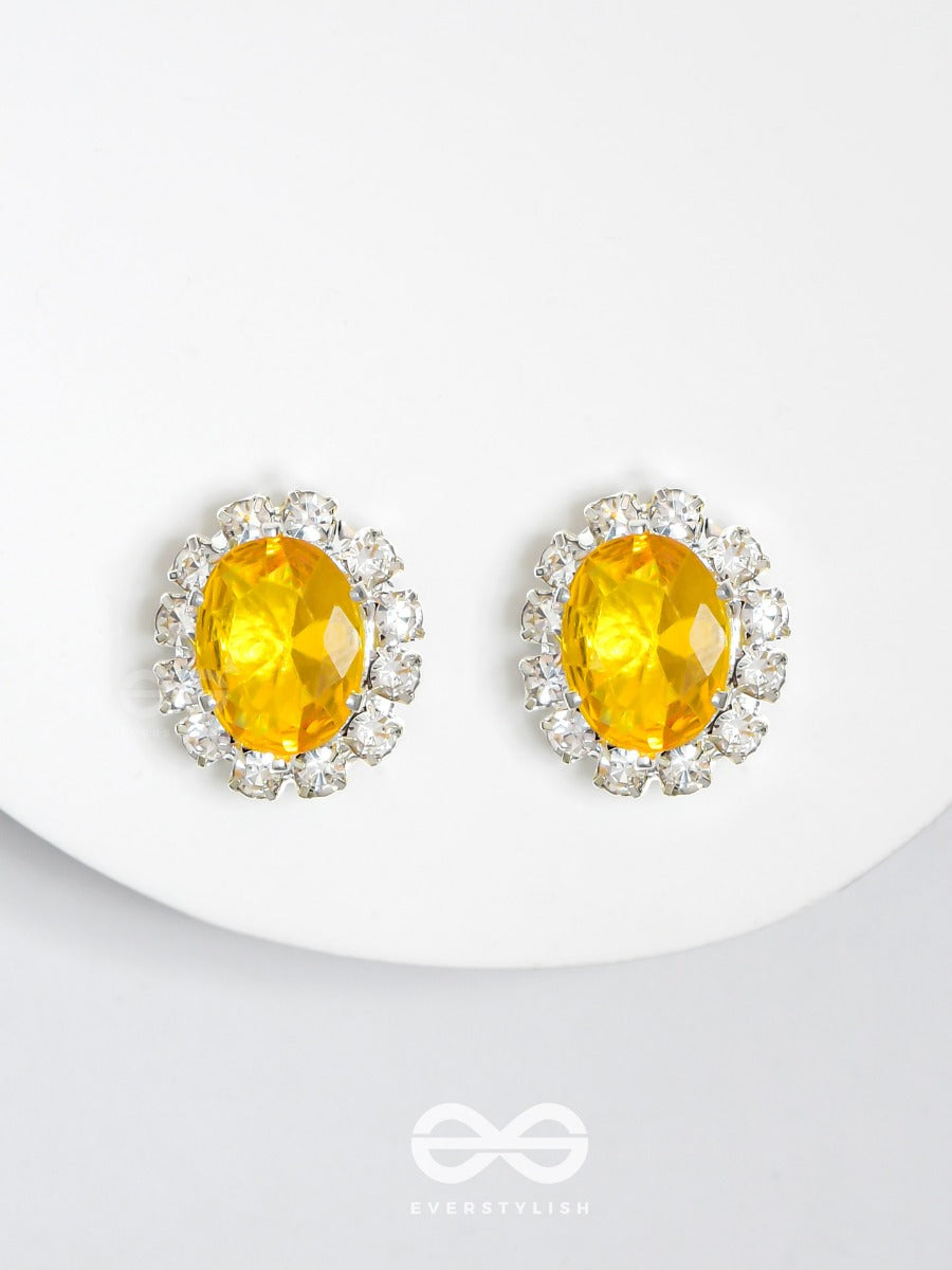 Shimmer And Shine - Silver And Yellow Embellished Stud Earrings